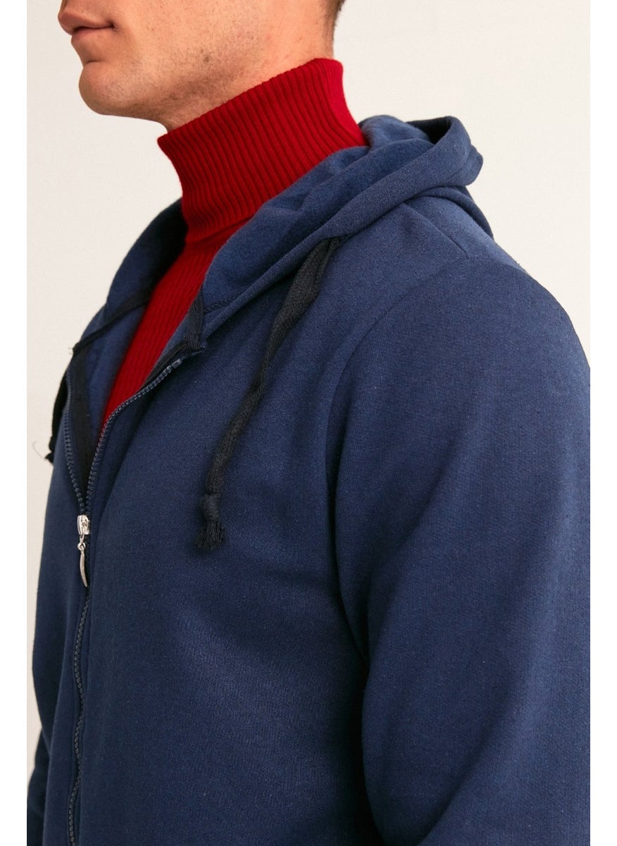 Zippered Hooded Sweatshirt