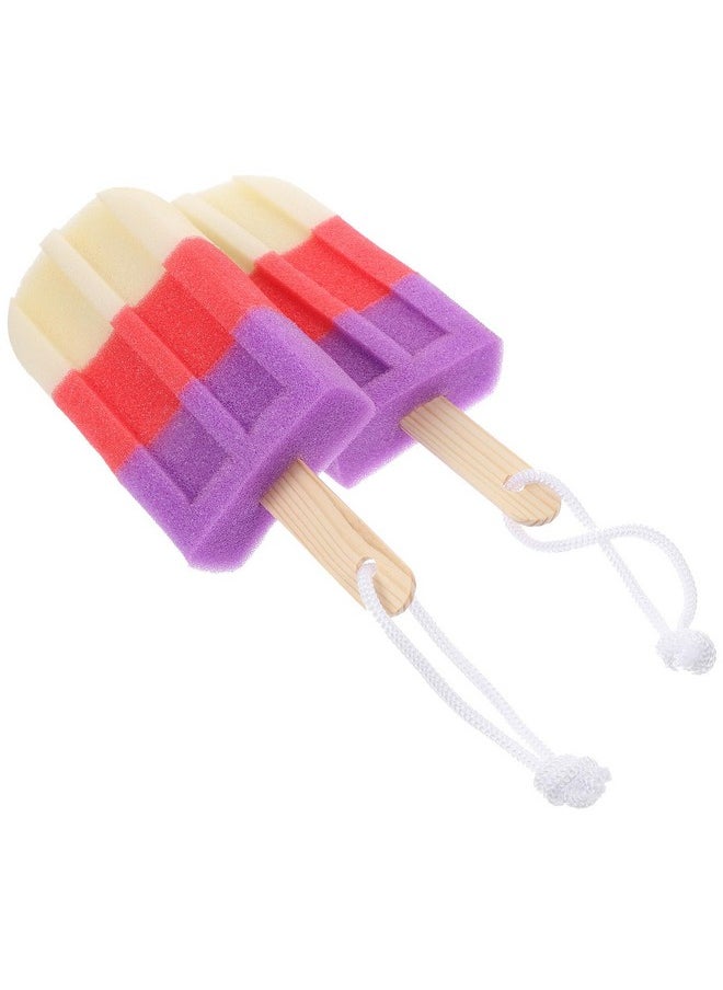 2Pcs Bath Sponge Ice Cream Shape Shower Loofahs Balls Exfoliating Pads Wash Scrubber For Bathroom Random Color