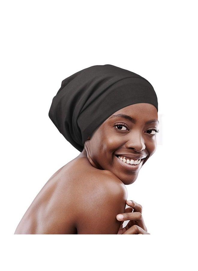 Slap Cap Satin Lined For Curly Hair Women Dark Gray