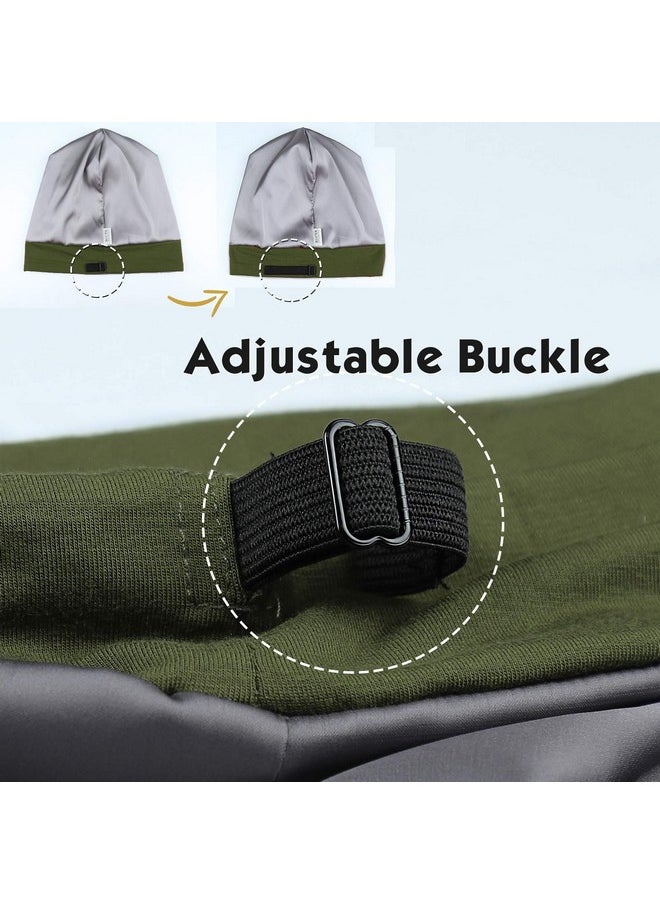 Dreadlock Cap Silk Satin Lined Large Head Army Green