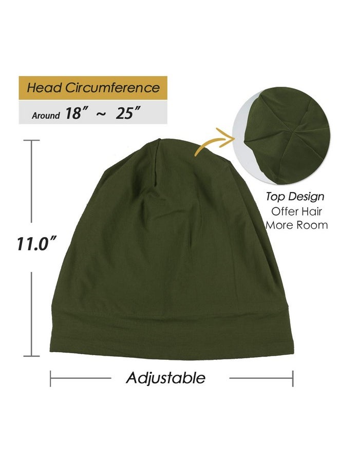 Dreadlock Cap Silk Satin Lined Large Head Army Green