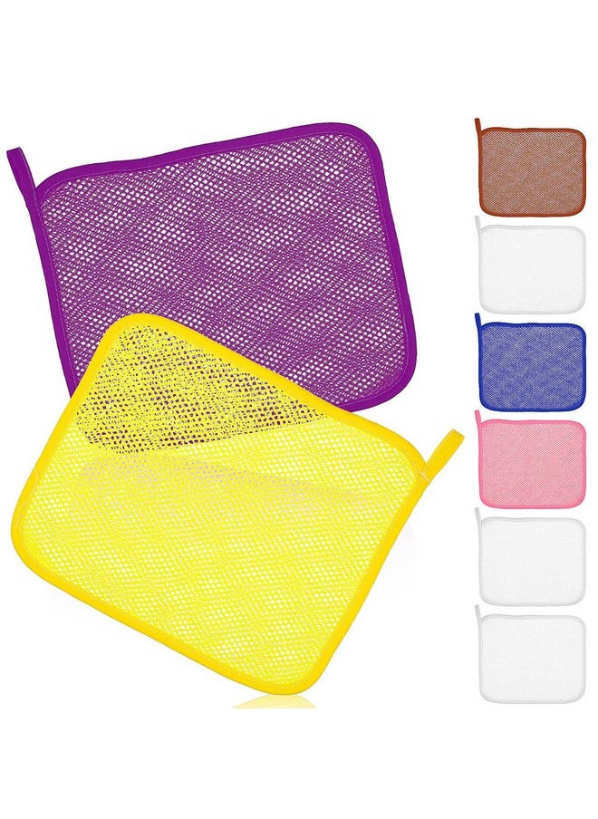 Exfoliating Face Washcloth 8Pcs Body Scrubber Hanging Bath Cloth African Net Sponge Shower Loofah Skin Wash Towel Facial Makeup Remover For Back Knee Joint