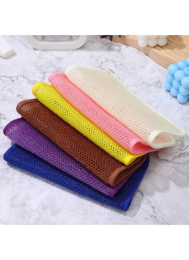 Exfoliating Face Washcloth 8Pcs Body Scrubber Hanging Bath Cloth African Net Sponge Shower Loofah Skin Wash Towel Facial Makeup Remover For Back Knee Joint