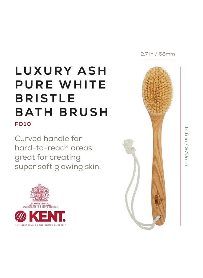 Fd10 Ashwood Back Scrubber For Shower Bath Brush And Body Scrubber Exfoliator - Boar Bristle Shower Brush For Body For Men And Women - Kent Brush Back Scrubbers For Use In Shower Made In England
