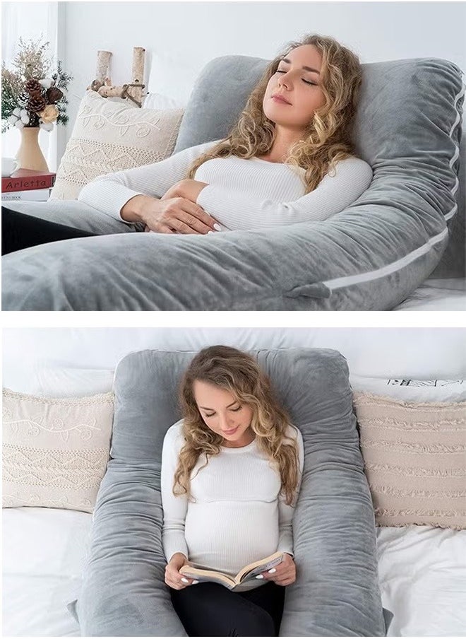 U-Shaped Pillow For Pregnant Women, Side-Lying Waist Pillow, Grey