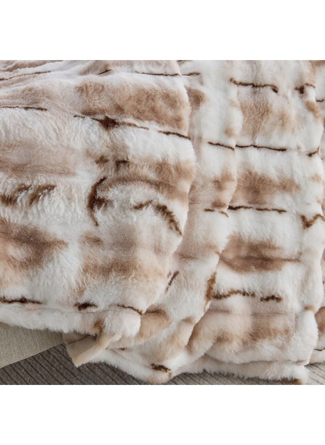 Furlo Sheared Printed Rabbit Fur Double Layer Twin Blanket 220 x 150 cm