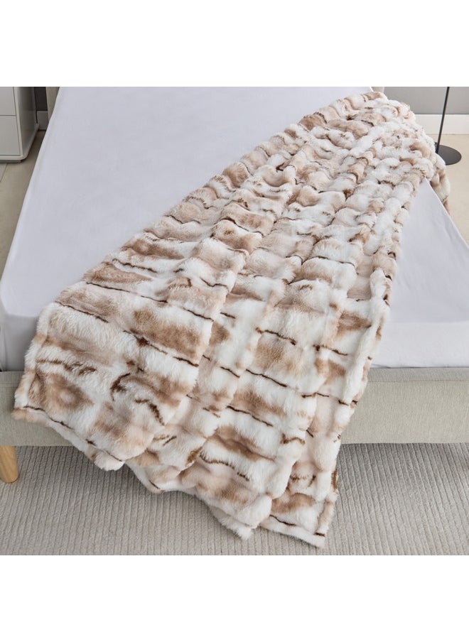 Furlo Sheared Printed Rabbit Fur Double Layer Twin Blanket 220 x 150 cm