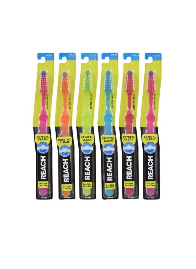 Crystal Clean Firm Adult Toothbrush, 1 Ea - Colors May Vary (Pack Of 6)