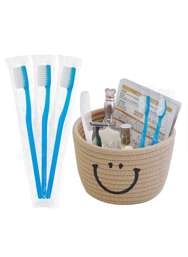 Blue Handle Toothbrushes Individually Wrapped, Disposable Toothbrush Bulk For Hotel, Airb&B And Homeless Care (50 Pack)
