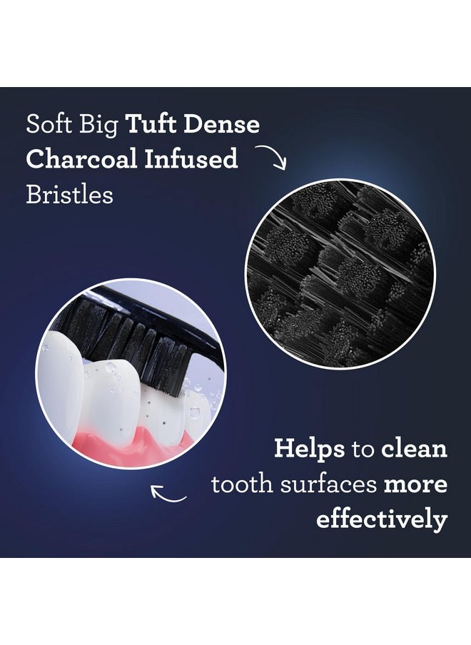 Charcoal Infused Toothbrush - Soft Charcoal Bristles - Helps Clean Plaque, Whitens Teeth, And Aids In Fresh Breath - Bpa-Free Brush For Adults & Kids (6 Count)