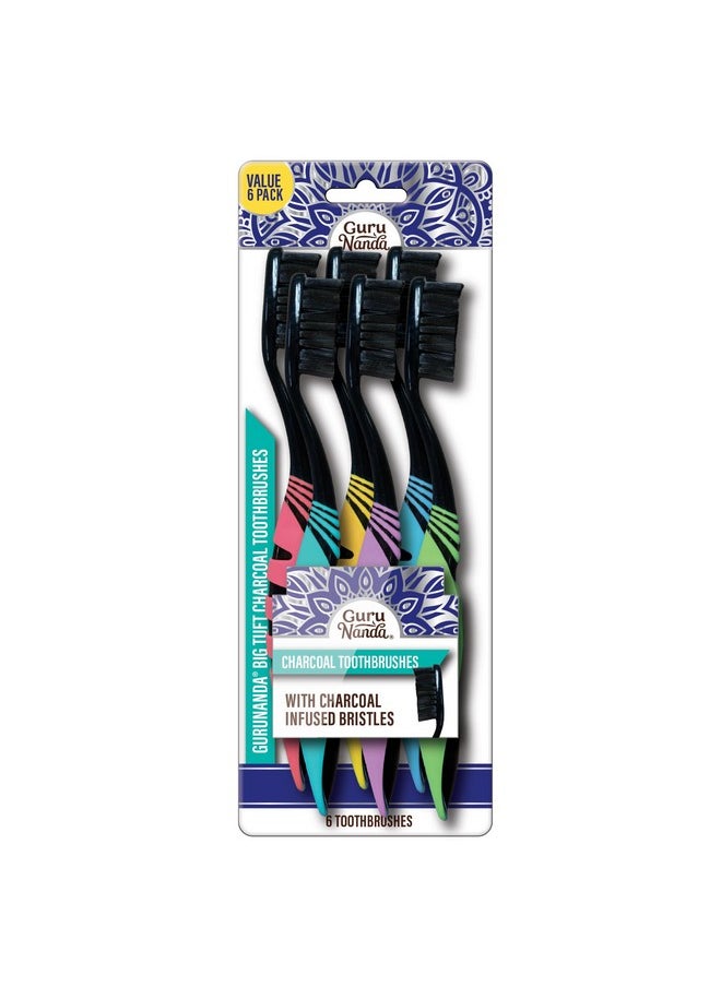 Charcoal Infused Toothbrush - Soft Charcoal Bristles - Helps Clean Plaque, Whitens Teeth, And Aids In Fresh Breath - Bpa-Free Brush For Adults & Kids (6 Count)