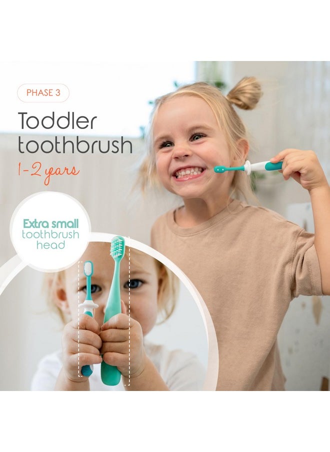 Award-Winning Baby Toothbrush Set (3-24 Months) - Baby Finger Toothbrush, Training Toothbrush & Toddler Toothbrush - Bpa-Free Infant Toothbrush Set, Baby First Toothbrush Set (Teal)