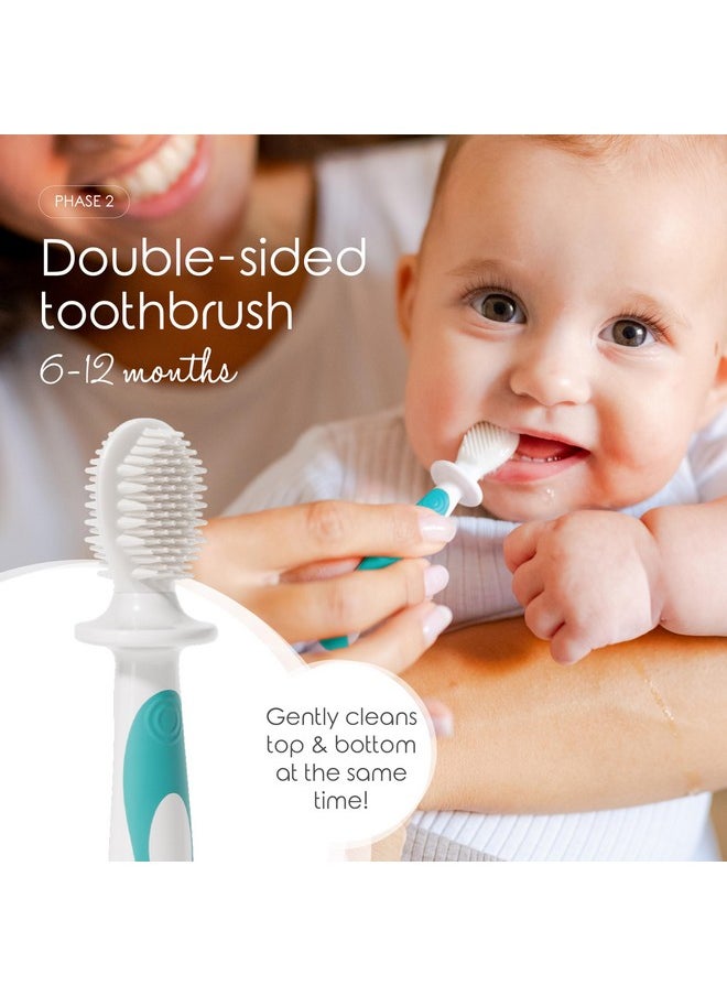 Award-Winning Baby Toothbrush Set (3-24 Months) - Baby Finger Toothbrush, Training Toothbrush & Toddler Toothbrush - Bpa-Free Infant Toothbrush Set, Baby First Toothbrush Set (Teal)