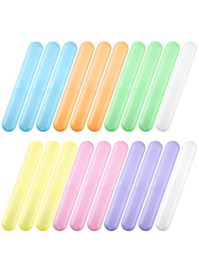 20 Pieces Travel Toothbrush Case Holder, Portable Toothbrush Storage, Classroom Pencil Case For Kids, 7 Assort Color Toothpaste Case Cover Protector For Travel Use