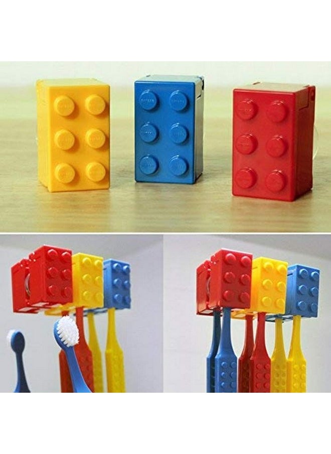 3Pcs Brick Design Toothbrush Case Cover Holder Set For Office, Travel, Home For Kids Children (3Pcs-Blockholders)