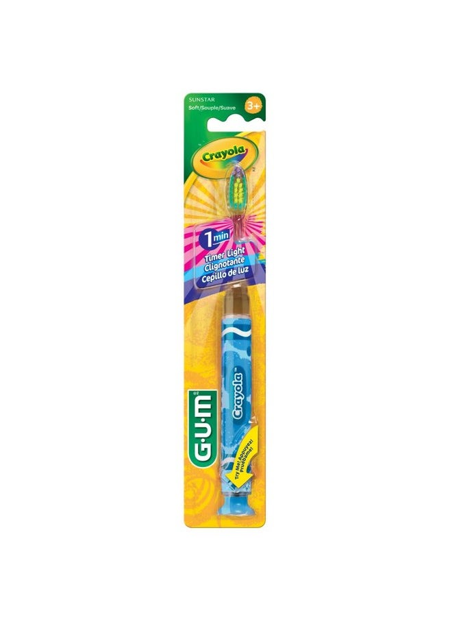 Crayola Timer Light Toothbrush For Kids, Soft Bristles, Suction Cup Base, Children & Toddler Toothbrush 3 Year Old + 1Ct