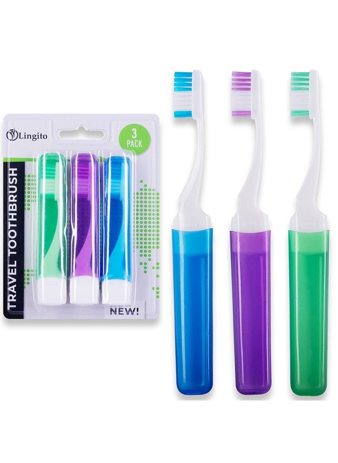 Travel Toothbrushes, Mini Toothbrush With Toothbrush Cover, Camping Toothbrush, Travel Size Toothbrush With Toothbrush Case Portable Toothbrush, Adults Travel Toothbrush Kit (3 Pack)