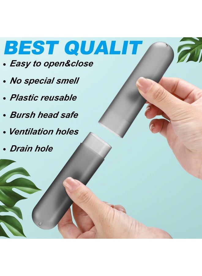 90 Pack Travel Toothbrush Case Holder Bulk Breathable Portable Toothbrush Storage Plastic Toothbrush Container For Home Outdoor Traveling Trip Camping, 8 X 1.2 Inch (Gray)