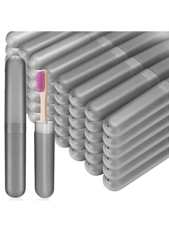 90 Pack Travel Toothbrush Case Holder Bulk Breathable Portable Toothbrush Storage Plastic Toothbrush Container For Home Outdoor Traveling Trip Camping, 8 X 1.2 Inch (Gray)