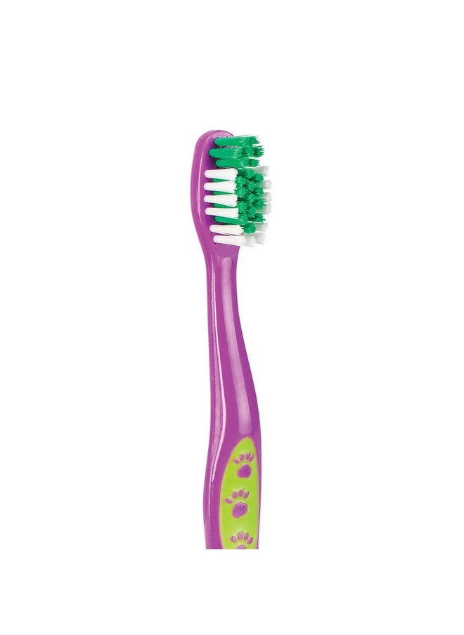 Smilegoods Y331 Child Toothbrush, Soft, Paw Print Grip, Individually Packaged Toothbrushes, Assorted Colors, Bulk Pack Of 72