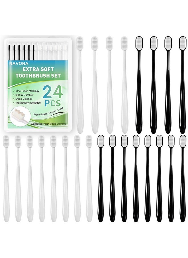 24 Pack Extra Soft Toothbrush For Sensitive Gums, Micro Nano Toothbrushes With 20000 Ultra Soft Bristles For Pregnant Women, Elderly, Braces And Gum Recessions, Protect Sensitive Gums