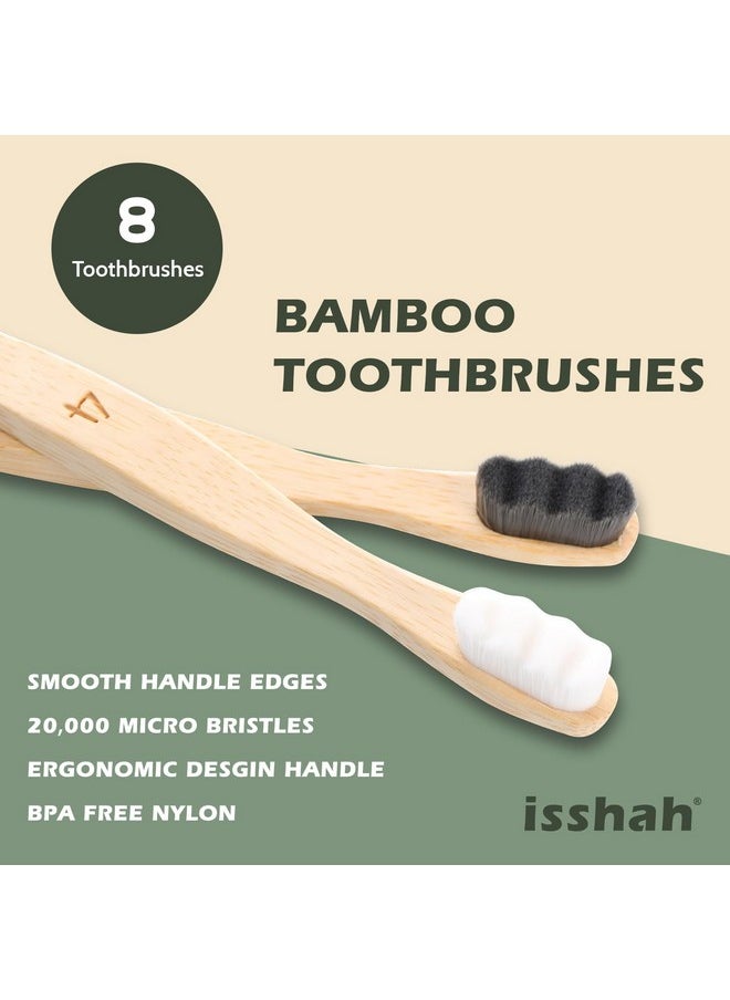 Extra Soft Bamboo Toothbrush, Micro Nano 20,000 Bristles Toothbrushes For Sensitive Gum, Fsc Certified And Peta Approved, Pack Of 8