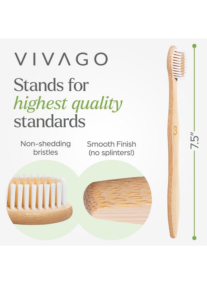 Biodegradable Bamboo Toothbrushes 10 Pack - Bpa Free Soft Bristles Toothbrushes, Eco-Friendly, Compostable Natural Wooden Toothbrush