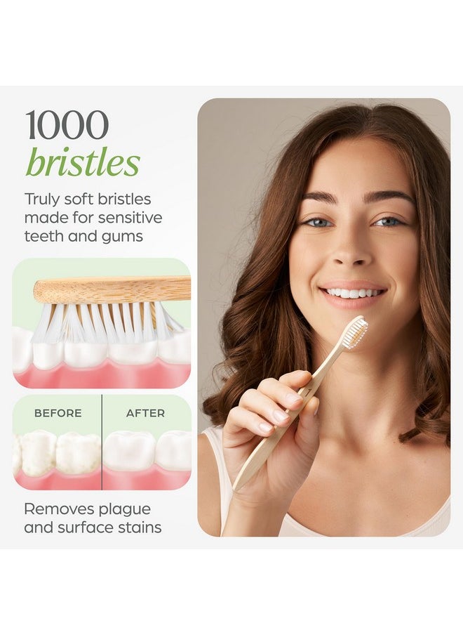 Biodegradable Bamboo Toothbrushes 10 Pack - Bpa Free Soft Bristles Toothbrushes, Eco-Friendly, Compostable Natural Wooden Toothbrush