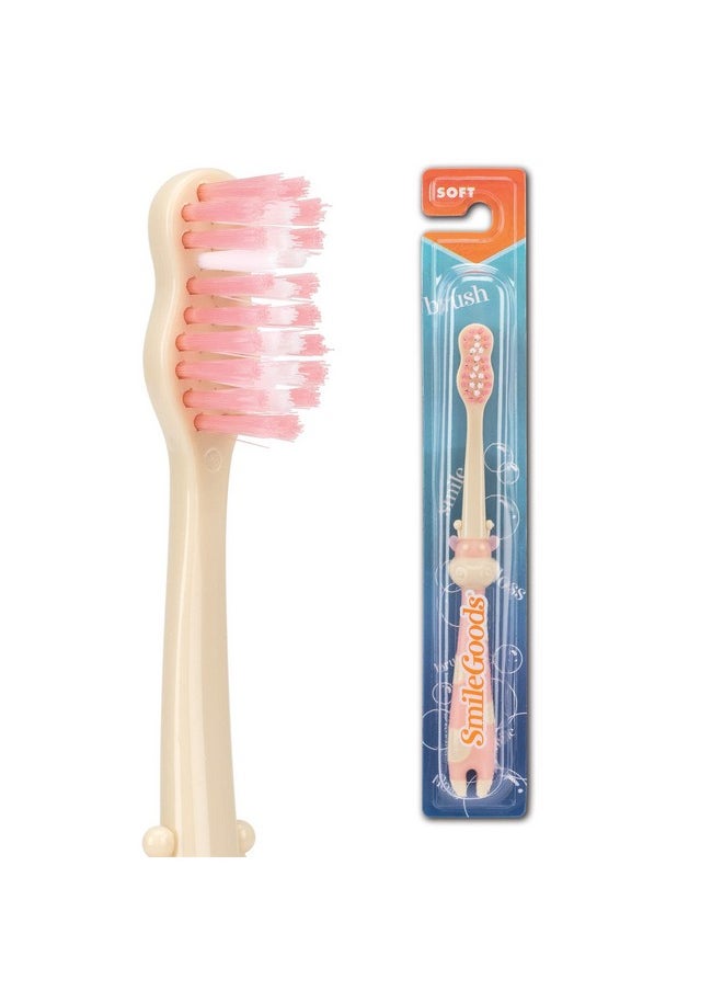 Smilegoods Y294 Child Pastel Giraffe Toothbrush, Soft, Individually Packaged Toothbrushes, Assorted Colors, Bulk Pack Of 72