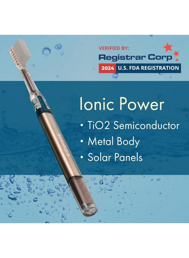 3 Ionic Toothbrush, Solar Panels And Tio2 Semiconductor, 4 Row Ultra Fine Blue, You Can Brush Without Toothpaste