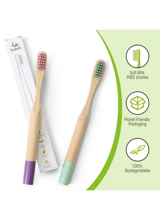 Kids Bamboo Toothbrushes Biodegradable Handle Bpa Free Eco Friendly Children Size, Fsc Certified And Peta Approved, Pack Of 6 (Spiral Soft Nylon Bristles)