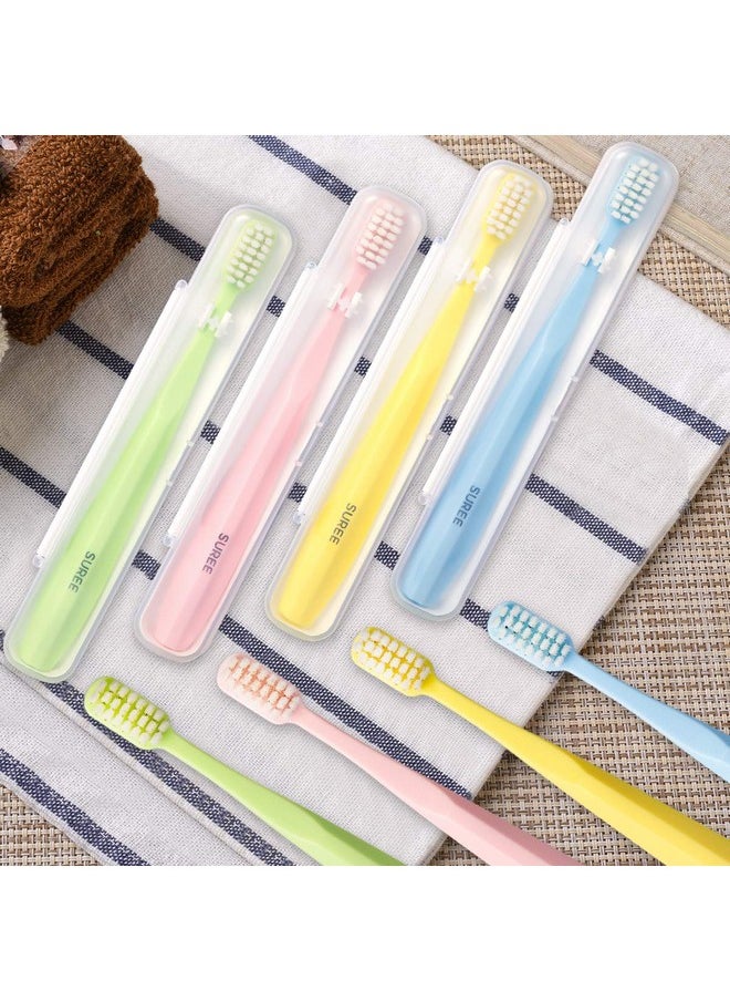 Extra Soft Toothbrush For Sensitive Teeth, Upgraded 10000 Bristles Nano Toothbrush, Ultra Soft Toothbrushes For Adults & Elders, Portable Manual Toothbrush With Individual Travel Case (4 Pack)