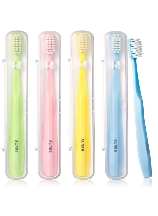 Extra Soft Toothbrush For Sensitive Teeth, Upgraded 10000 Bristles Nano Toothbrush, Ultra Soft Toothbrushes For Adults & Elders, Portable Manual Toothbrush With Individual Travel Case (4 Pack)