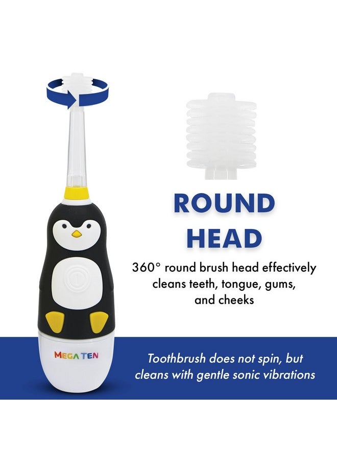 Oral Care Kids Sonic Electric Toothbrush With Soft Bristles, Round Brush Head, Led Light, And Timer, For Children Ages 3+, Penguin