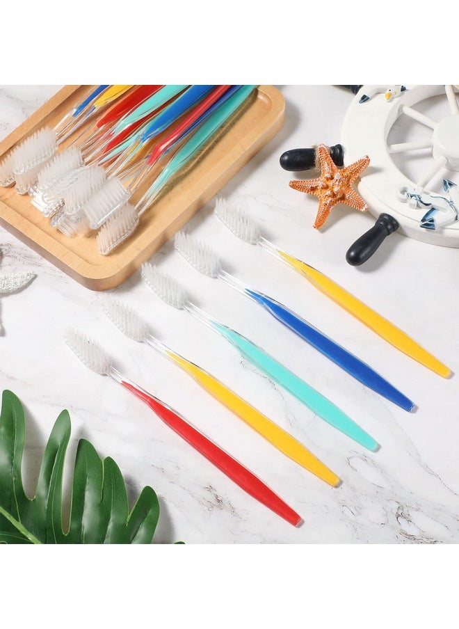 300 Pieces Disposable Toothbrushes Individually Wrapped Toothbrushes Medium Soft Tooth Brush Manual Travel Toothbrush Set For Adults Travel Toiletries, 6 Colors