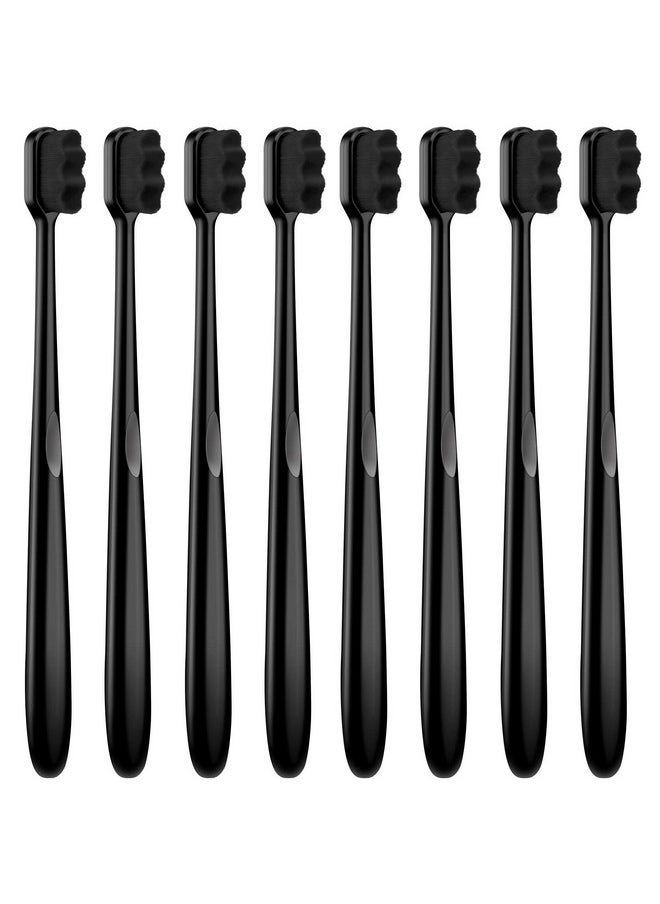 8 Pieces Soft Toothbrush Micro Nano Extra Soft Bristles Manual Soft Toothbrush With 20, 000 Bristles For Teeth Oral Gum Adults(Black With Black Bristle)