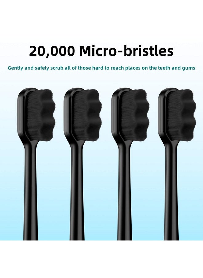 8 Pieces Soft Toothbrush Micro Nano Extra Soft Bristles Manual Soft Toothbrush With 20, 000 Bristles For Teeth Oral Gum Adults(Black With Black Bristle)