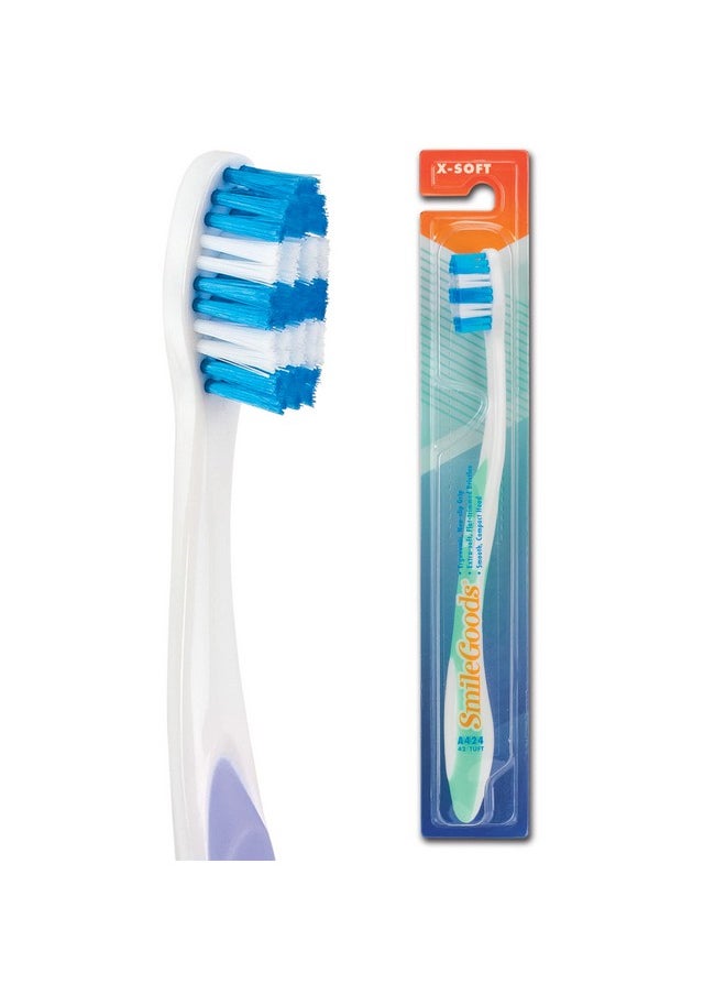 Smilegoods A424 Toothbrush, 42 Tuft, Extra Soft Bristle, Individually Packaged Toothbrushes, Assorted Colors, Bulk Pack Of 72