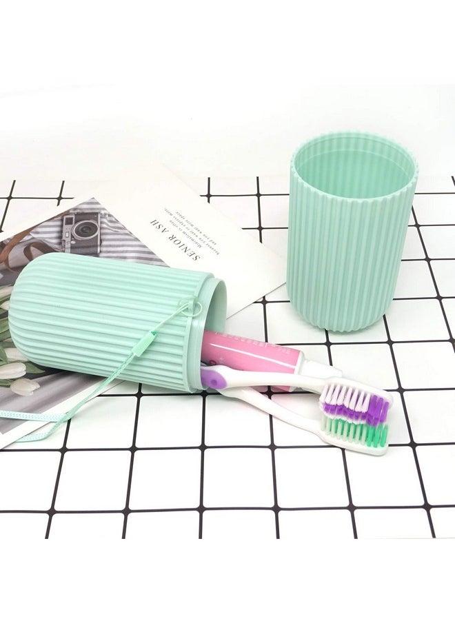 Portable Plastic Toothbrush Toothpaste Cup Case Box Holder Container For Travel (Green)