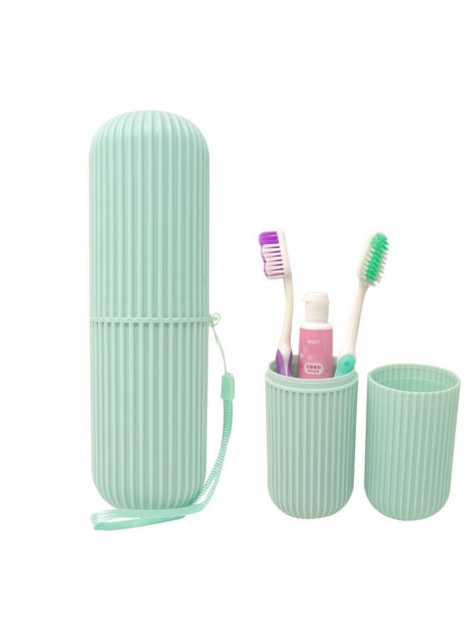 Portable Plastic Toothbrush Toothpaste Cup Case Box Holder Container For Travel (Green)