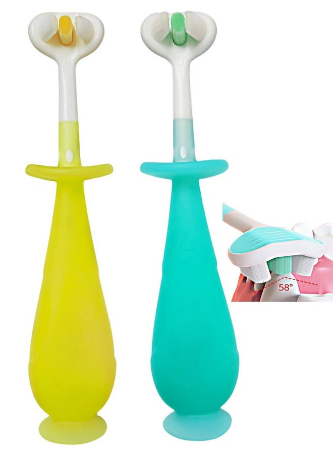 3 Sided Toothbrush Toddler Toothbrush Soft Bristles Travel Toothbrush Suitable For Boys And Girls Toothbrush 2 Pack