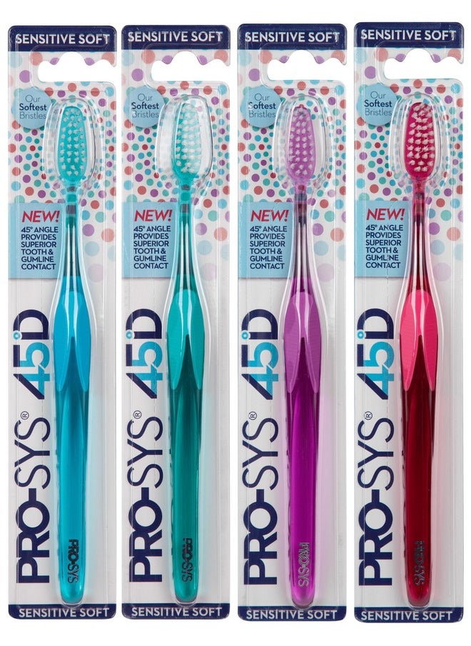 ® 45D Toothbrush (45-Degree Angle Brush) For Deep Cleaning And Superior Gum Health, Sensitive Soft (Pack Of 4)