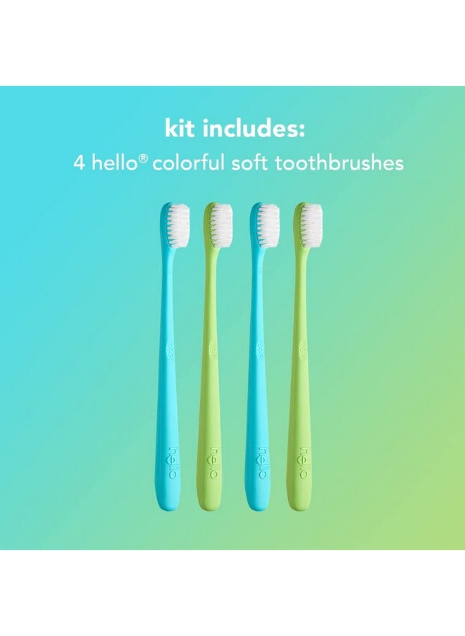 Blue & Green Soft Toothbrush, Bpa-Free, Made From Plant-Based Materials, 2 Count (Pack Of 2)