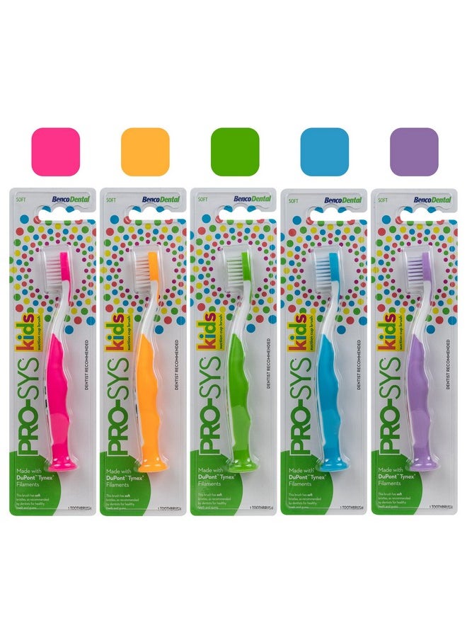 Kids Toothbrush With Suction Cup, Sammie The Panda, Animal Design, Soft Bristles For Boys & Girls, Toddlers & Children Ages 2+, Pack Of 4