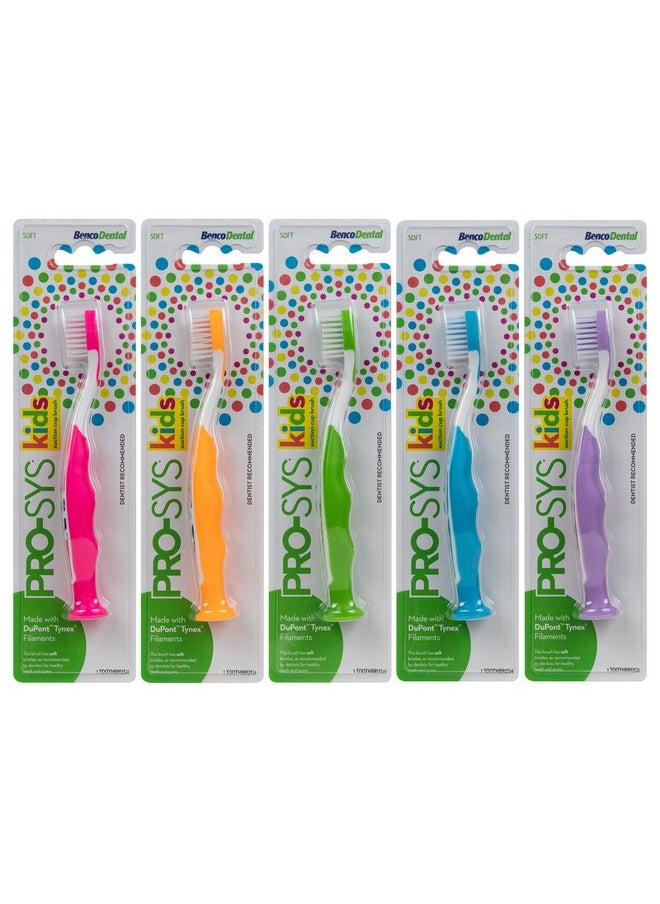 Kids Toothbrush With Suction Cup, Sammie The Panda, Animal Design, Soft Bristles For Boys & Girls, Toddlers & Children Ages 2+, Pack Of 4