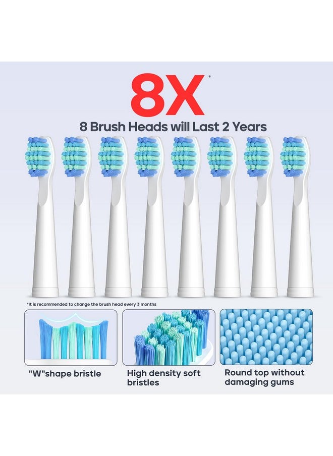 Electric Toothbrush For Adults, With 8 Brush Heads And 5 Modes, Rechargeable Sonic Toothbrush One Charge For 30 Days, Travel Electric Toothbrushes With 2 Mins Timer(White)