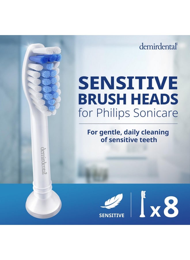 Toothbrush Heads Sensitive Compatible With Philips Sonicare Toothbrush Heads - Soft Replacement Heads For Sensitive Gums And Teeth - Gentle Brush Heads - White 8 Pack