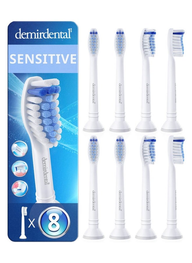 Toothbrush Heads Sensitive Compatible With Philips Sonicare Toothbrush Heads - Soft Replacement Heads For Sensitive Gums And Teeth - Gentle Brush Heads - White 8 Pack