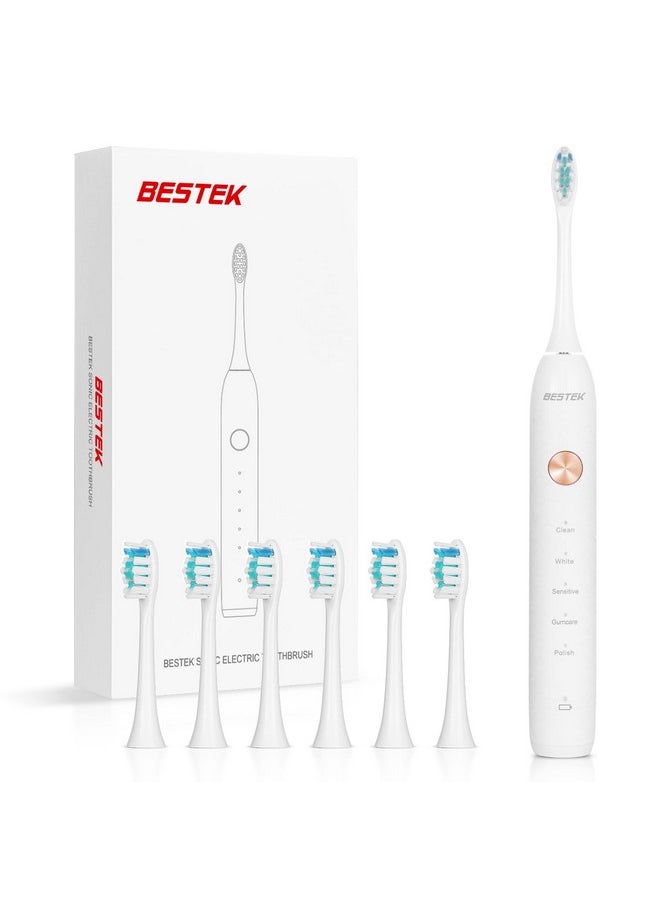 Sonic Electric Toothbrush, Electric Toothbrush With Waterproof, Powerful Cleaning Rechargeable Toothbrush With Multiple Modes, 6 Replacement Brush Head