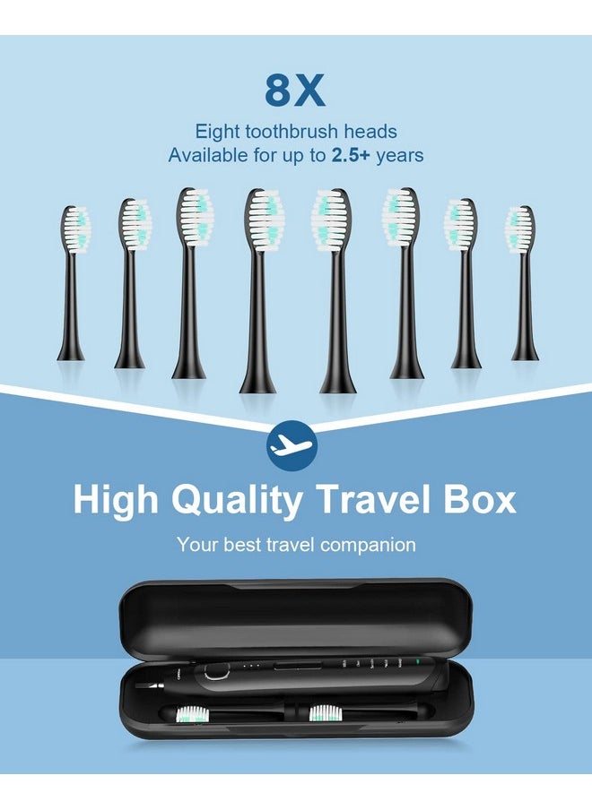 Electric Toothbrush For Adults And Kids High Power Sonic Rechargeable Toothbrush With Smart Timer 5 Modes 6 Brush Heads 40,000 Vpm Motor 6 Hours Fast Charge For 100 Days (Black)